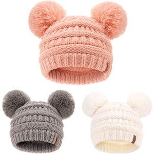 Baby Winter Knitted Beanie Hat Soft Warm Pom Pom for Infant Toddler
